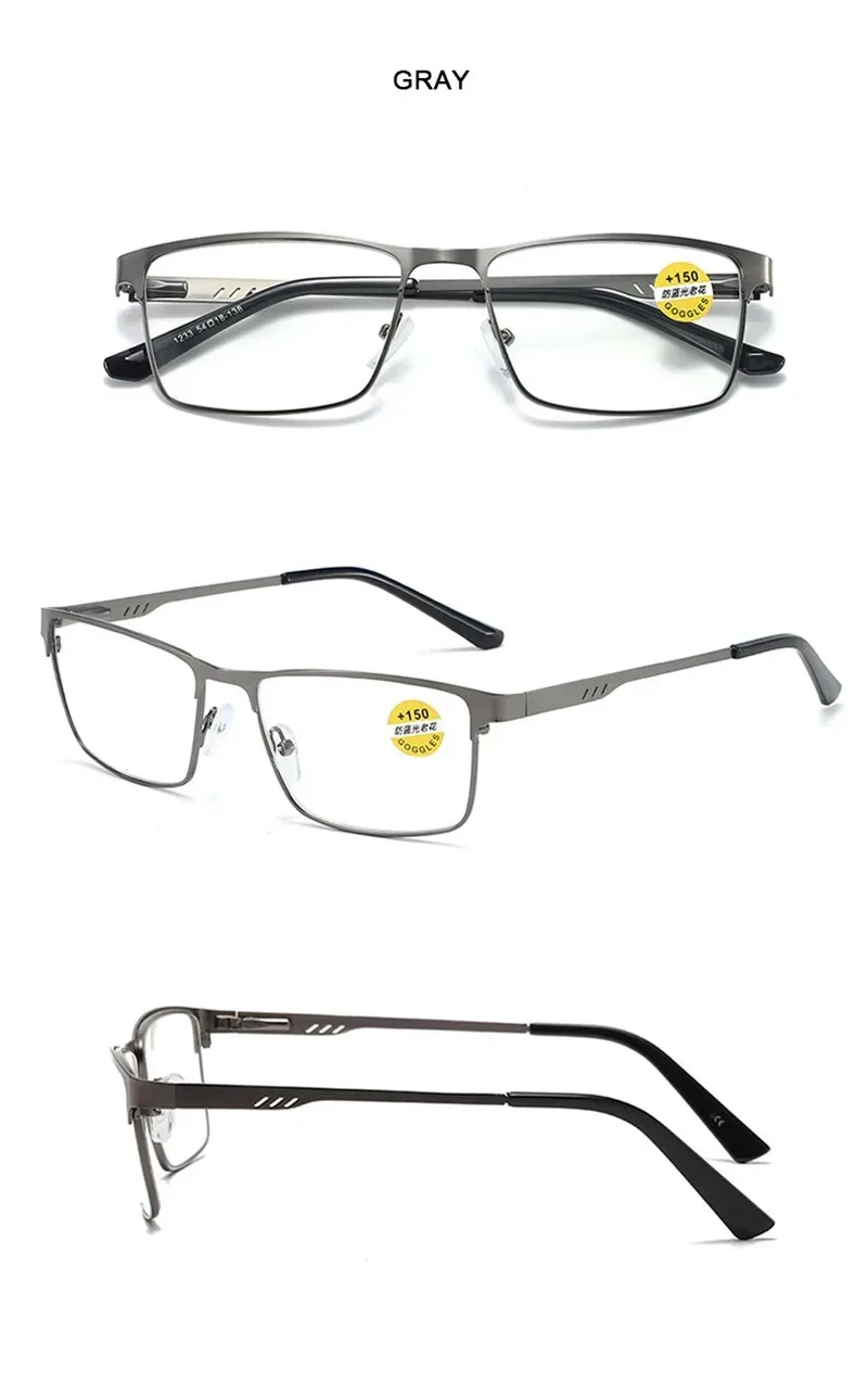 Men Business Reading Glasses Frame for Reader Mens Presbyopia Blue Light Blocking Eyeglasses Classic Hyperopia Spectacles Diopte