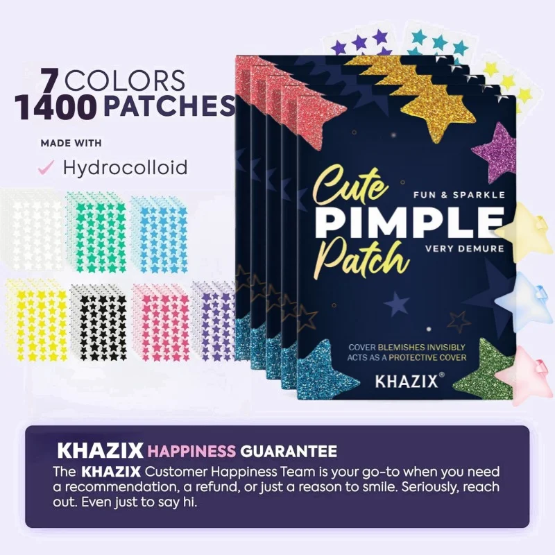 1400 pieces of multi-color star acne patches, facial acne patches, concealer acne patches, and pimples patches, ultra-thin