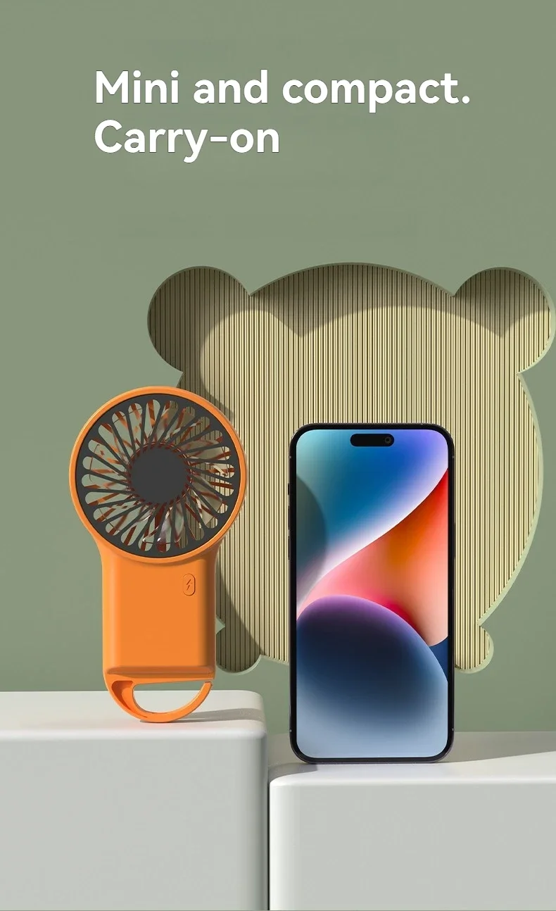 New Foldable Handheld Desktop USB Rechargeable Mini Fan Cartoon Design with Hook for Mountaineering Outdoor Home Office use