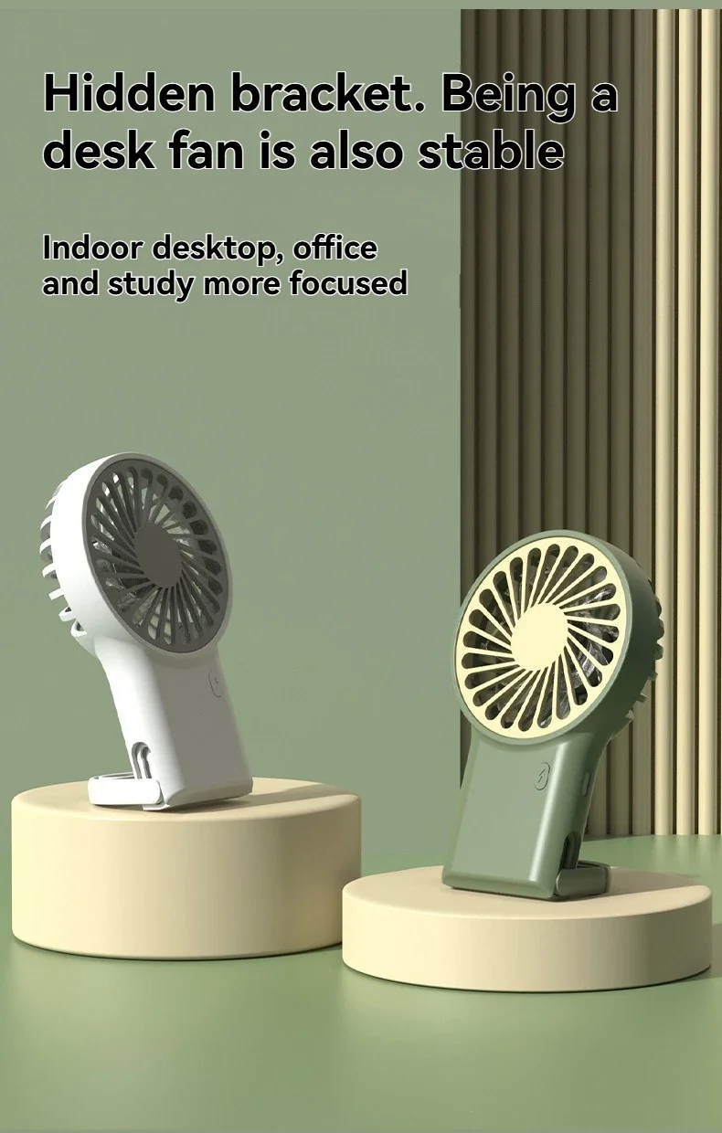 New Foldable Handheld Desktop USB Rechargeable Mini Fan Cartoon Design with Hook for Mountaineering Outdoor Home Office use