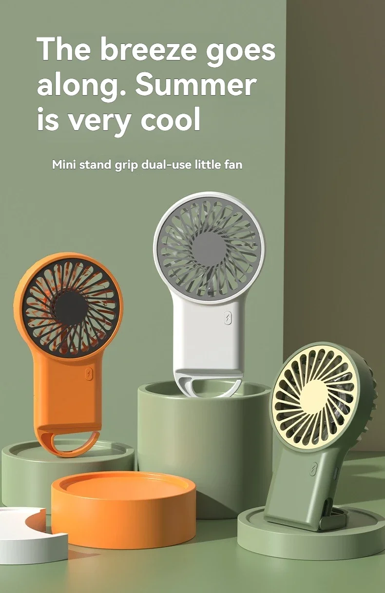 New Foldable Handheld Desktop USB Rechargeable Mini Fan Cartoon Design with Hook for Mountaineering Outdoor Home Office use