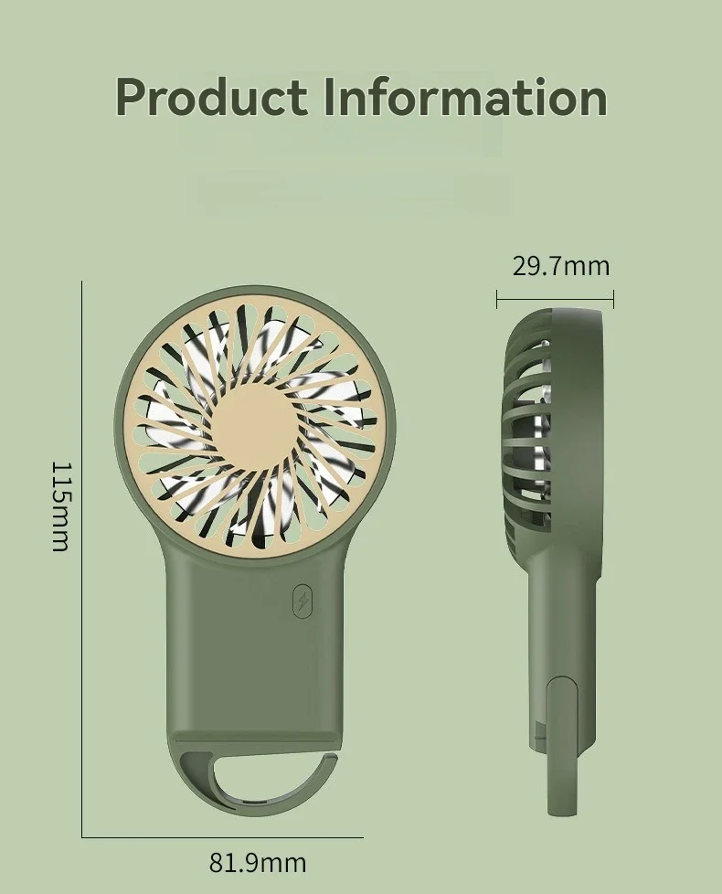New Foldable Handheld Desktop USB Rechargeable Mini Fan Cartoon Design with Hook for Mountaineering Outdoor Home Office use