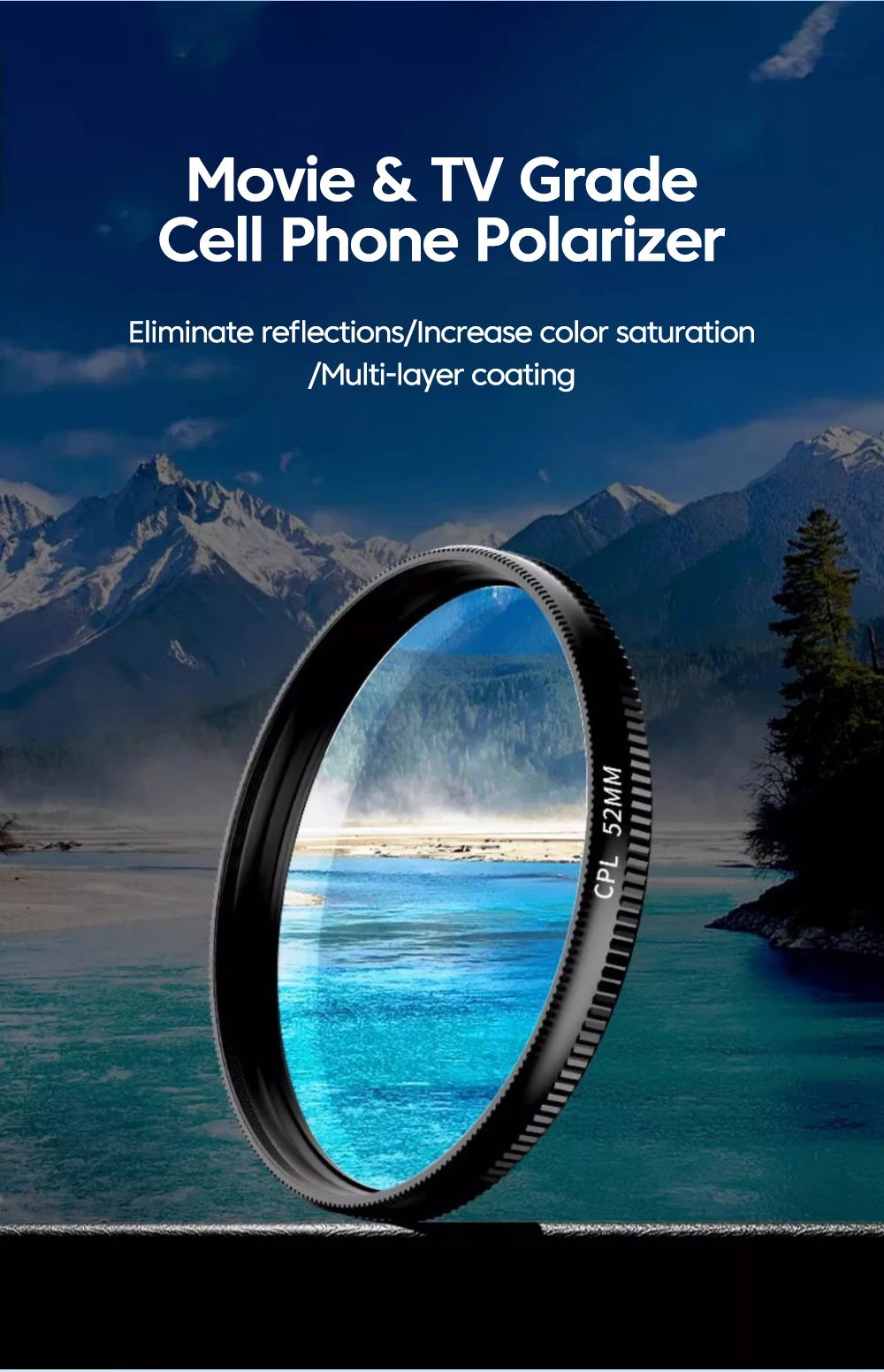 52mm CPL Universal With Clip Mobile Phone Lens Circular Polarizing Filter For iPhone Samsung smartphones