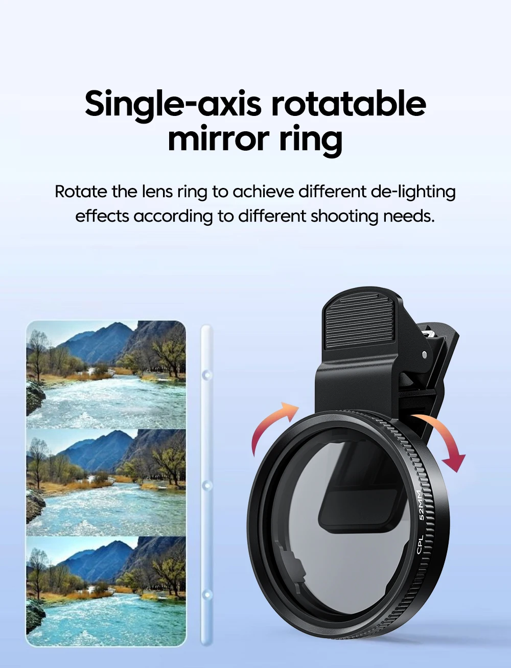 52mm CPL Universal With Clip Mobile Phone Lens Circular Polarizing Filter For iPhone Samsung smartphones