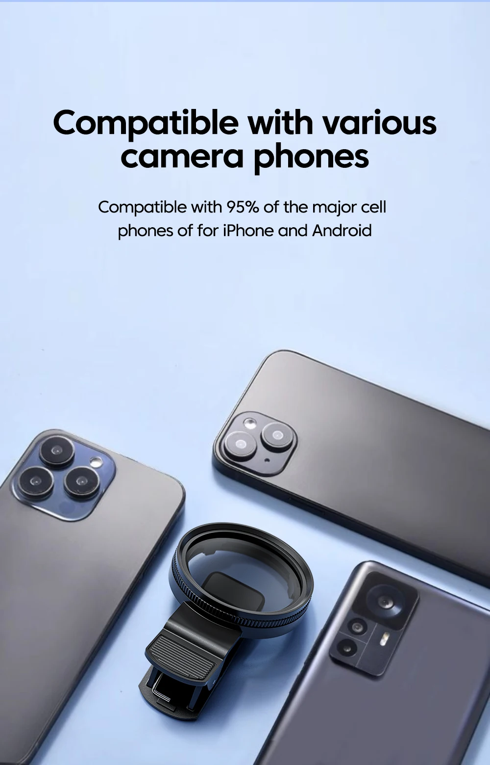 52mm CPL Universal With Clip Mobile Phone Lens Circular Polarizing Filter For iPhone Samsung smartphones