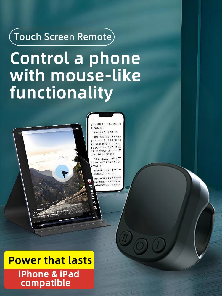 Mouse Ring Remote Control with Touchpad,Smart Automatic Screen Clicker Device,Continuous Clicker,Scrolling Ring Remote Control S