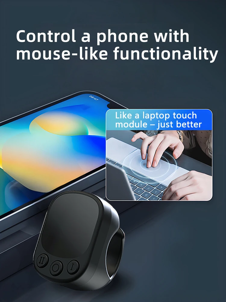 Mouse Ring Remote Control with Touchpad,Smart Automatic Screen Clicker Device,Continuous Clicker,Scrolling Ring Remote Control S