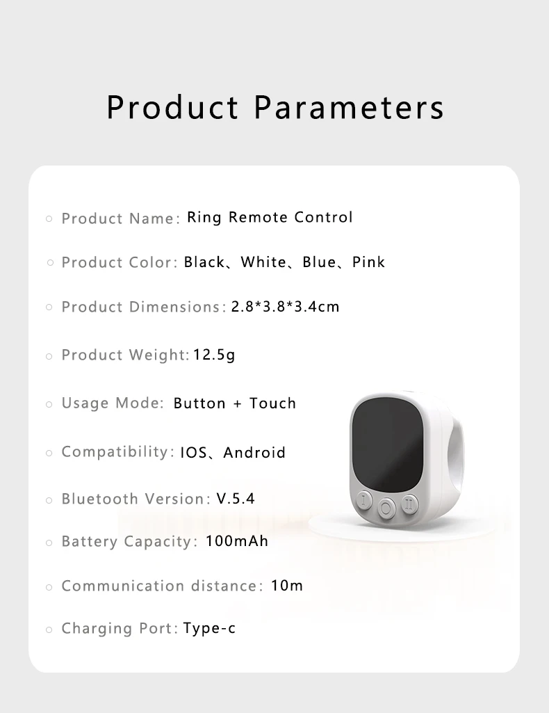 Mouse Ring Remote Control with Touchpad,Smart Automatic Screen Clicker Device,Continuous Clicker,Scrolling Ring Remote Control S