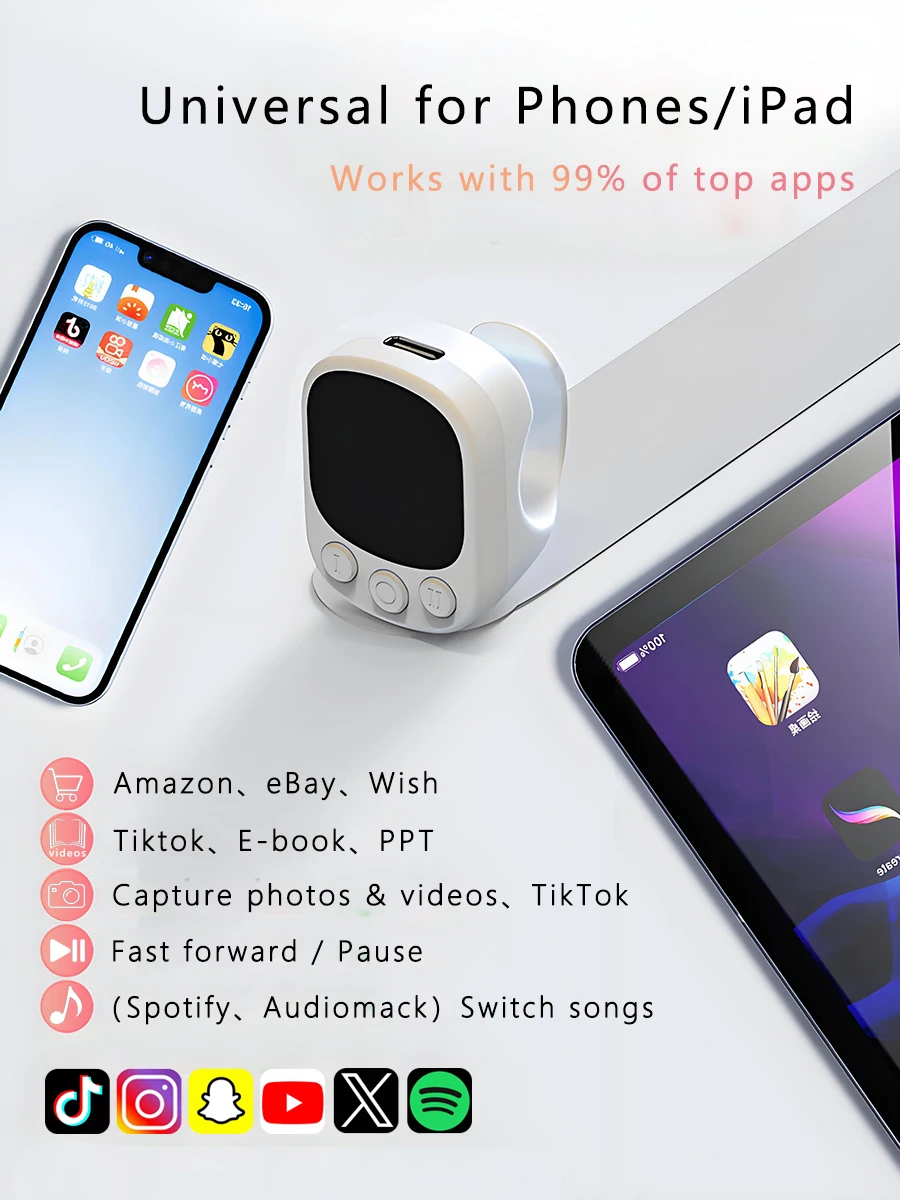 Mouse Ring Remote Control with Touchpad,Smart Automatic Screen Clicker Device,Continuous Clicker,Scrolling Ring Remote Control S