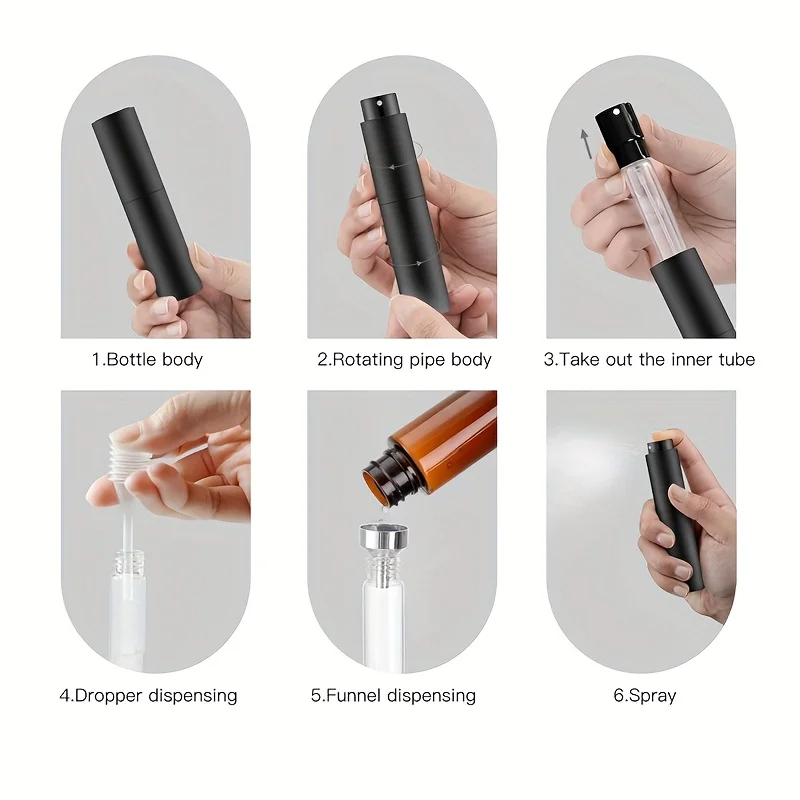 10ml Travel Perfume Sprayer, Refillable Cologne Container, Empty Dispenser Spray Bottle for Mini Sprayer Size (Black)