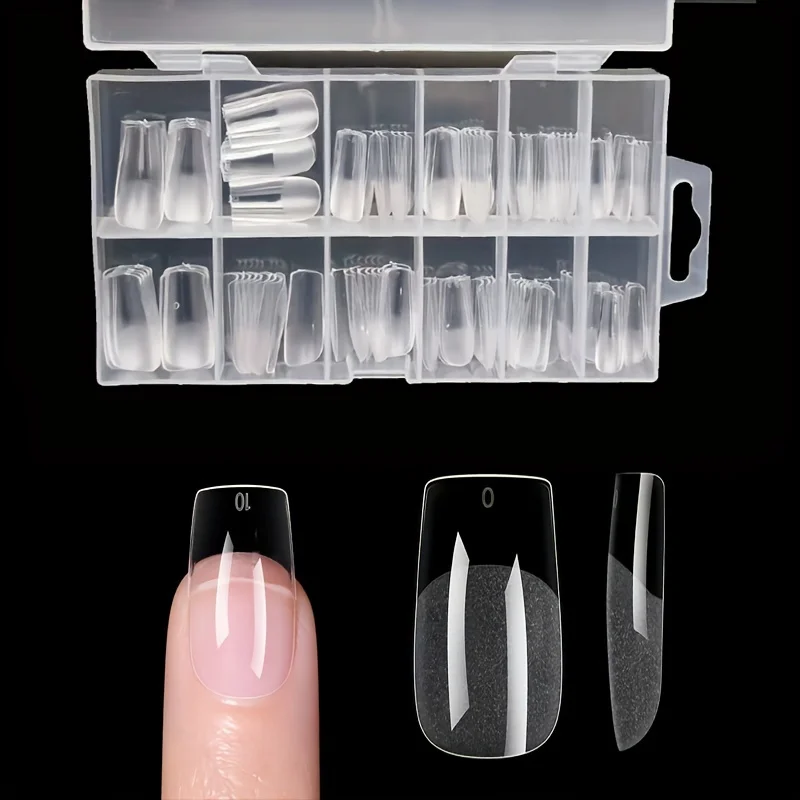120Pcs Full Cover Press On Nail Tips Stiletto Almond Square Coffin French False Fake Soak Off Gel Nail Extension Tips Capsule