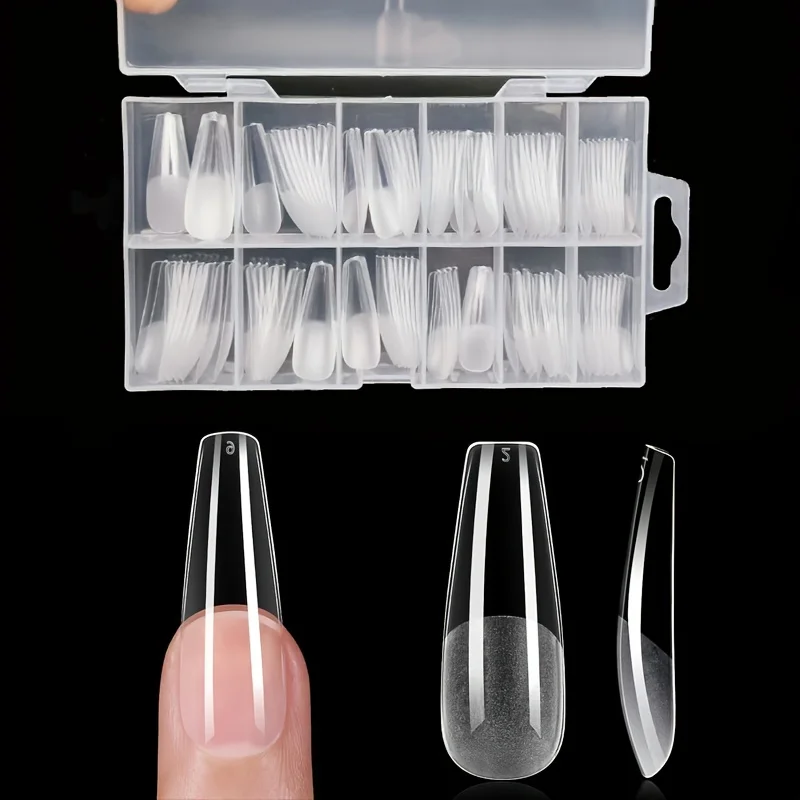 120Pcs Full Cover Press On Nail Tips Stiletto Almond Square Coffin French False Fake Soak Off Gel Nail Extension Tips Capsule