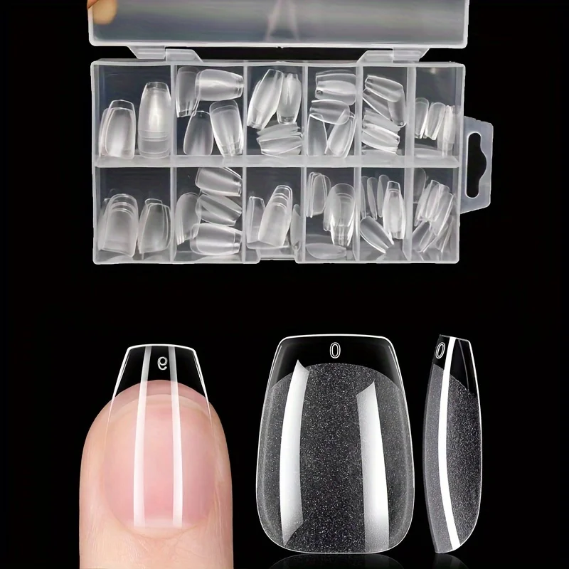 120Pcs Full Cover Press On Nail Tips Stiletto Almond Square Coffin French False Fake Soak Off Gel Nail Extension Tips Capsule