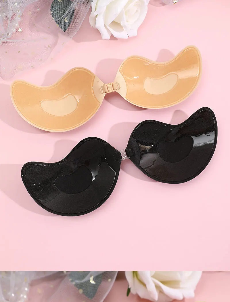 FINETOO 1-15PCS Women Invisible Nubra Breast Patch Tow-Color Hypoallergenic Mango Cup bra Silicone Non-Falling Off Thin