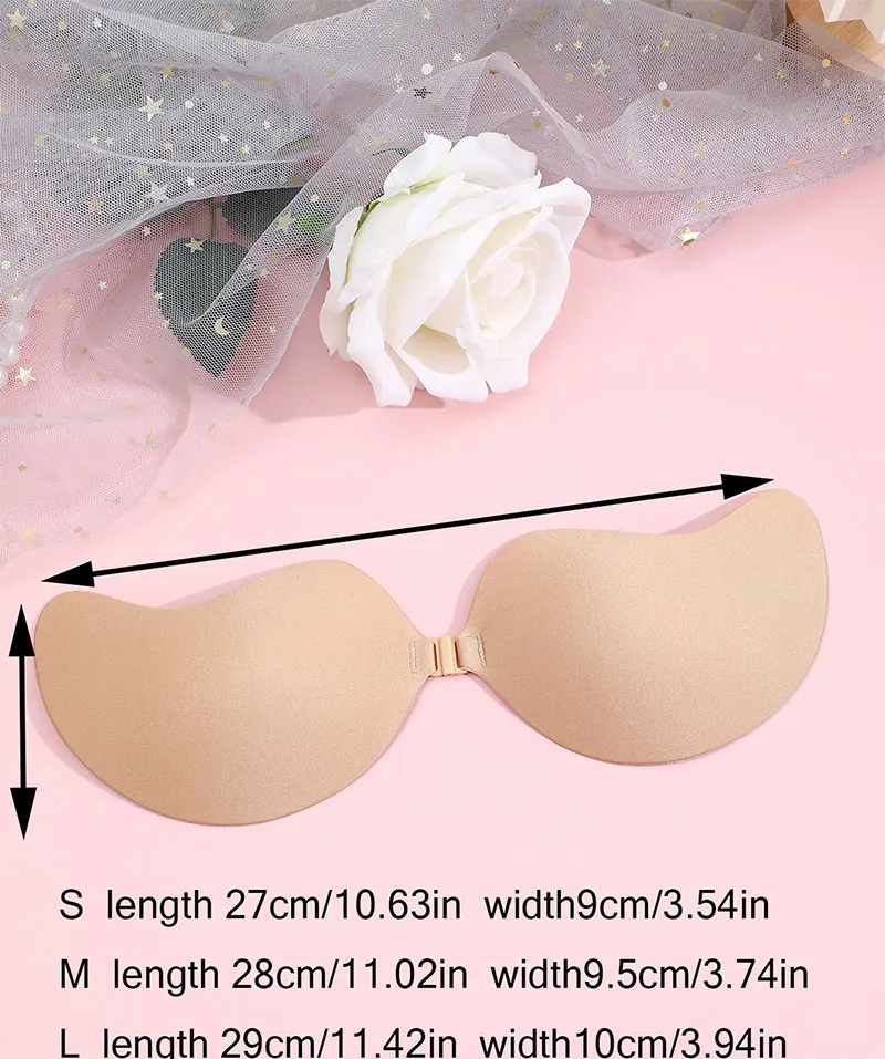 FINETOO 1-15PCS Women Invisible Nubra Breast Patch Tow-Color Hypoallergenic Mango Cup bra Silicone Non-Falling Off Thin