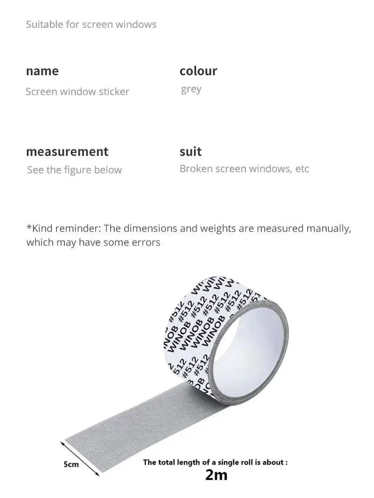 Window Screen Tape Anti-mosquito Screen Repair Subsidy Door Curtain Mosquito Net Hole Patch Repair Self-adhesive Screen Tape