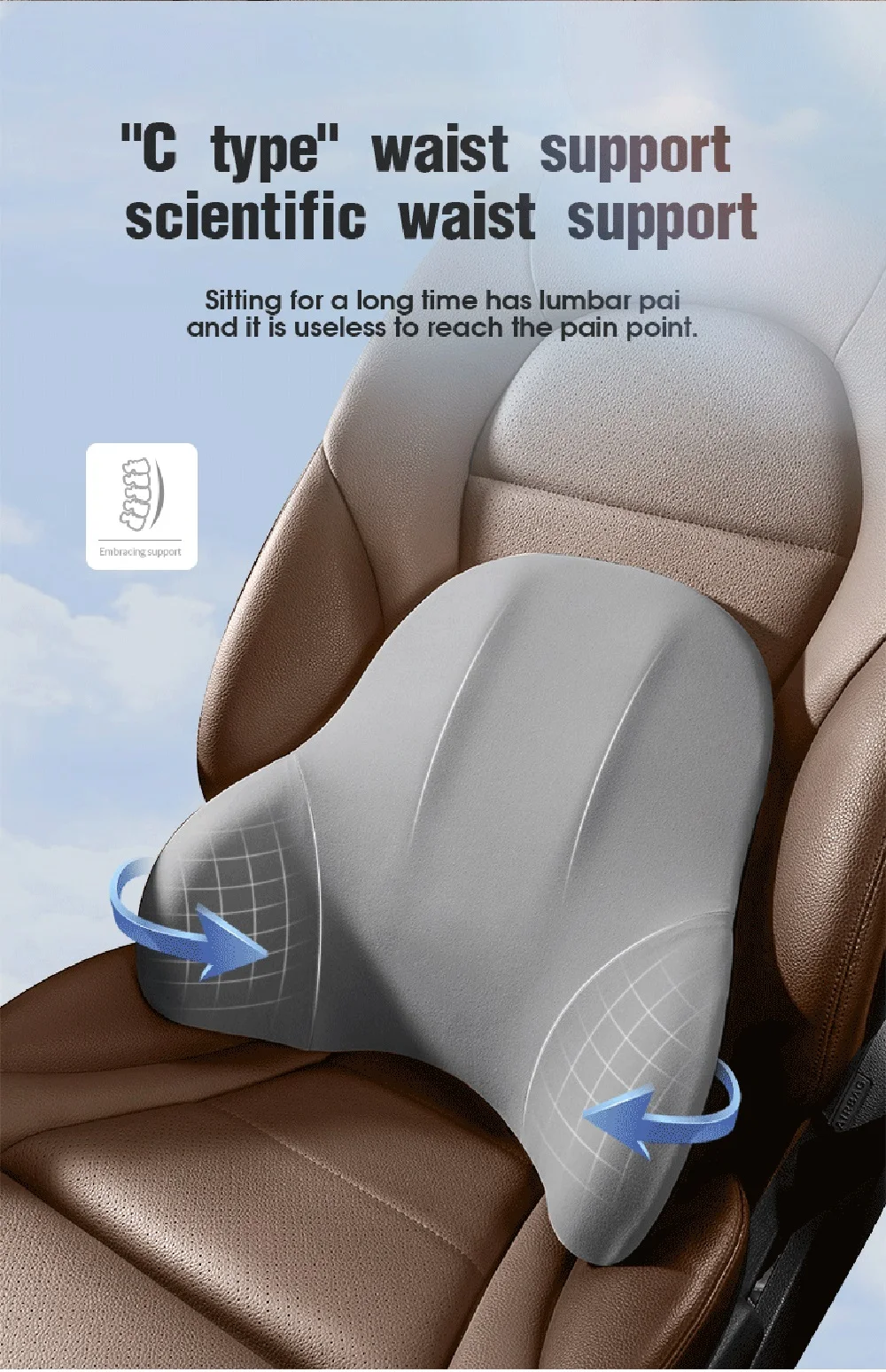 Car Neck Pillow Memory Foam Protective Lumbar Back Support Breathable Car Headrest Cushion Relieve Stress Car Seat Pillow