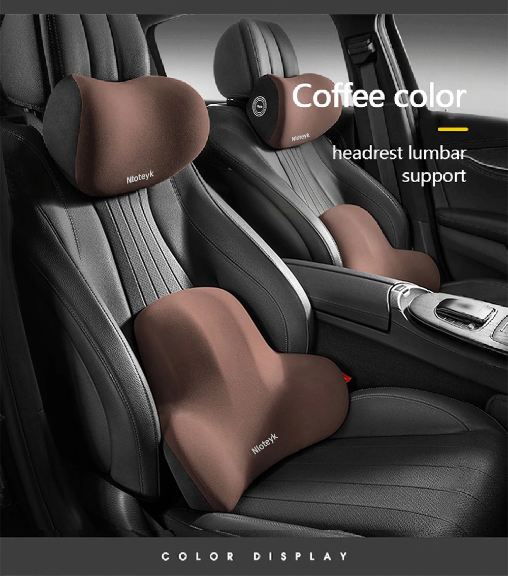 Car Neck Pillow Memory Foam Protective Lumbar Back Support Breathable Car Headrest Cushion Relieve Stress Car Seat Pillow