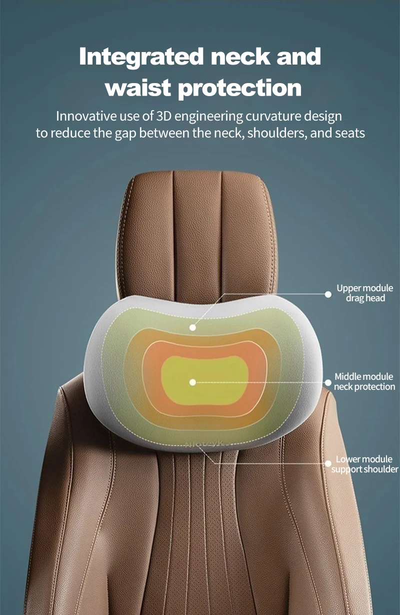 Car Neck Pillow Memory Foam Protective Lumbar Back Support Breathable Car Headrest Cushion Relieve Stress Car Seat Pillow