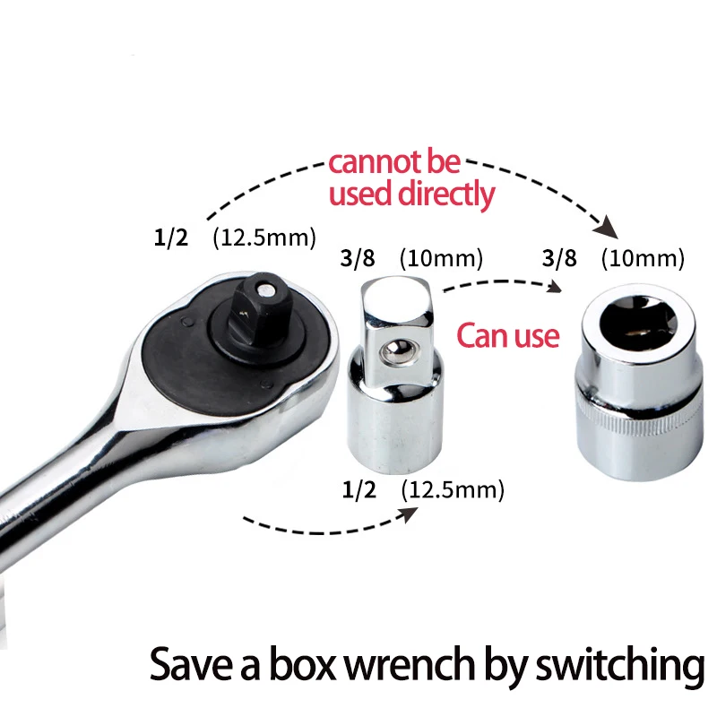 1/4" 3/8" 1/2" Ratchet Wrench Adapter Chrome Vanadium Sleeve Drive Socket Converter Wrench Transform Joint