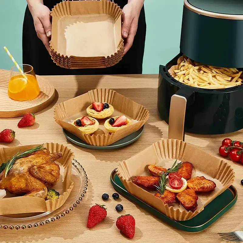 Extra Large Thickened Air Fryer Accessories Airfryer Baking Paper Disposable Paper Liner Non-Stick Parchment Oven Paper Kitchen