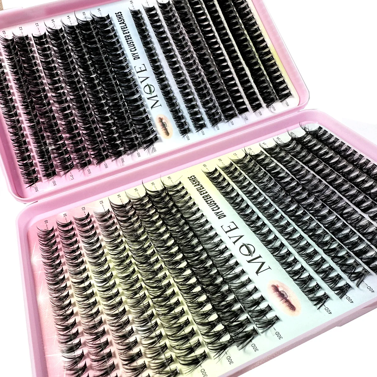 New 640 Cluster Lashes Kit 5D Fluffy Thick Eyelash Extension Kit Volume Mixed Tray Faux Mink Lashes Lash Extension Makeup
