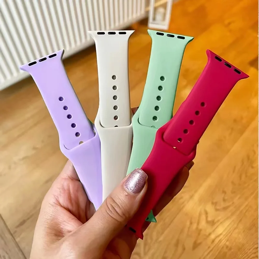 Silicone Strap For Apple Watch Band 45mm 46mm 44mm 41mm 40mm 42mm Sport Correa Bracelet iWatch Series 12 11 10 SE 9 8 Ultra 4 3