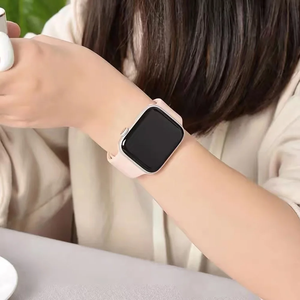 Silicone Strap For Apple Watch Band 45mm 46mm 44mm 41mm 40mm 42mm Sport Correa Bracelet iWatch Series 12 11 10 SE 9 8 Ultra 4 3