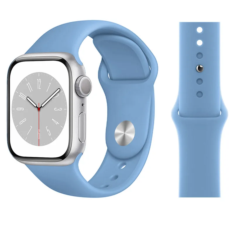 Silicone Strap For Apple Watch Band 45mm 46mm 44mm 41mm 40mm 42mm Sport Correa Bracelet iWatch Series 12 11 10 SE 9 8 Ultra 4 3