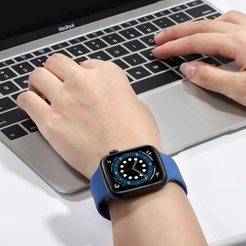 Silicone Strap For Apple Watch Band 45mm 46mm 44mm 41mm 40mm 42mm Sport Correa Bracelet iWatch Series 12 11 10 SE 9 8 Ultra 4 3
