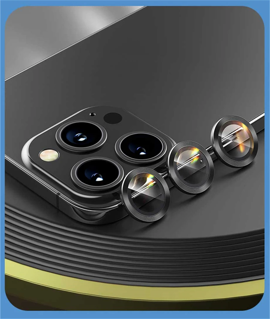 Original Titanium Color Camera Protector For iPhone 16 Pro Max 15 14 13 12 Mini Pro Max Metal Ring Tempered Glass Lens Cover Cap