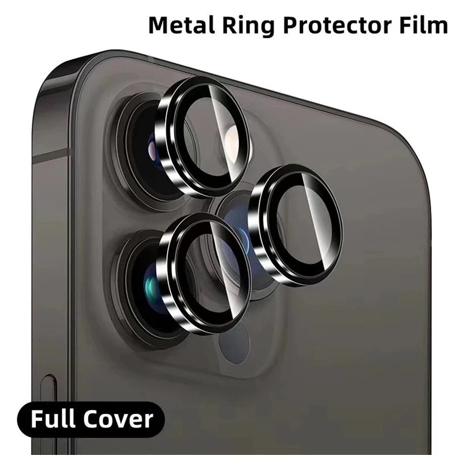 Original Titanium Color Camera Protector For iPhone 16 Pro Max 15 14 13 12 Mini Pro Max Metal Ring Tempered Glass Lens Cover Cap