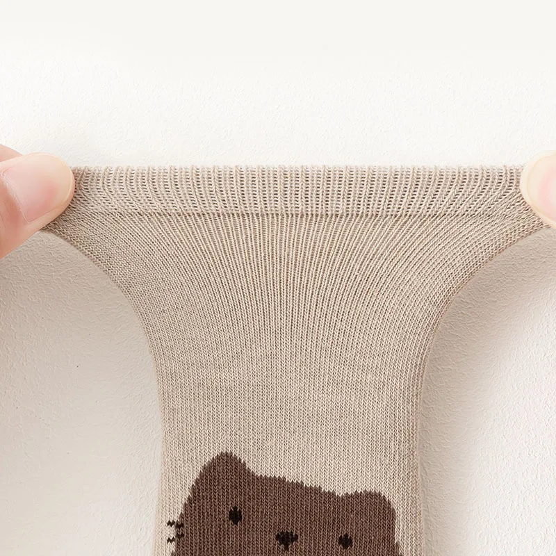 6 Pairs Kids Non-Slip Socks Cute Cartoon Fox and Bear Pattern Childrens Boys Girls Floor Socks Comfortable for Toddler