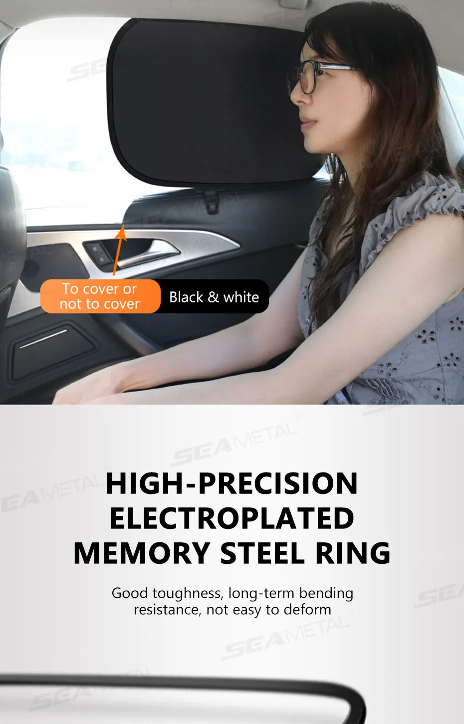 SEAMETAL Electrostatic Sun Visor for Car Side Window 4-Layer Sun Shade Curtains Anti-Glare UV-Blocker Auto Sun Protection Cover