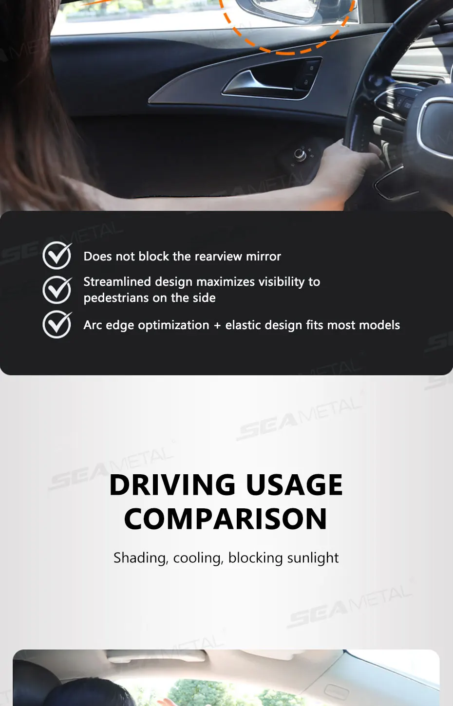 SEAMETAL Electrostatic Sun Visor for Car Side Window 4-Layer Sun Shade Curtains Anti-Glare UV-Blocker Auto Sun Protection Cover