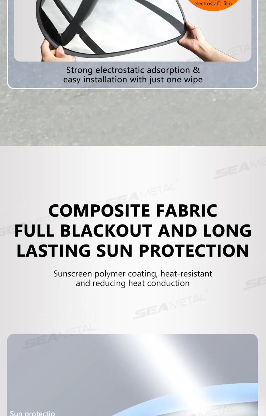 SEAMETAL Electrostatic Sun Visor for Car Side Window 4-Layer Sun Shade Curtains Anti-Glare UV-Blocker Auto Sun Protection Cover