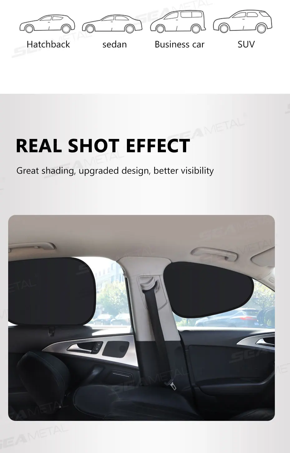 SEAMETAL Electrostatic Sun Visor for Car Side Window 4-Layer Sun Shade Curtains Anti-Glare UV-Blocker Auto Sun Protection Cover