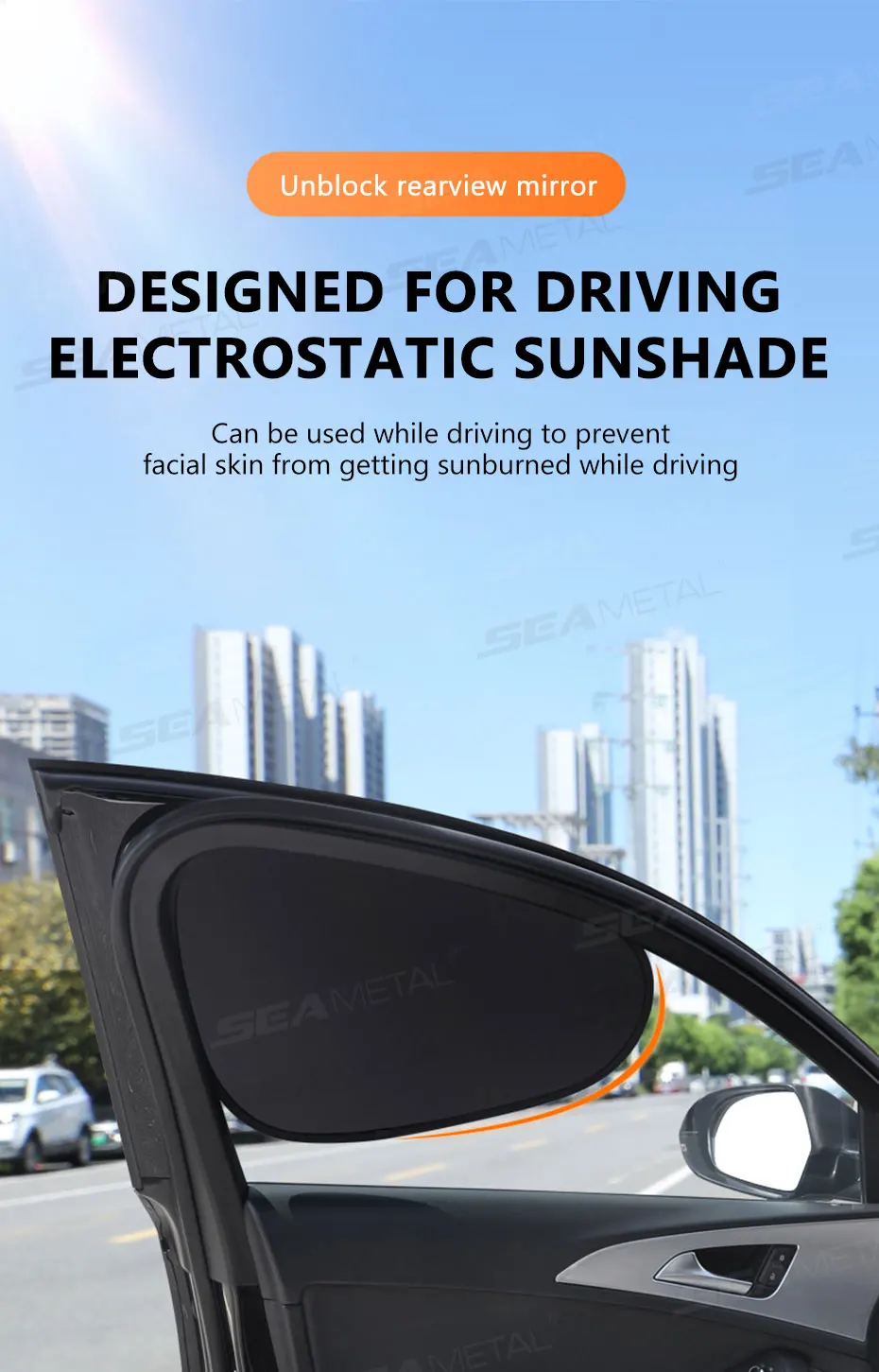 SEAMETAL Electrostatic Sun Visor for Car Side Window 4-Layer Sun Shade Curtains Anti-Glare UV-Blocker Auto Sun Protection Cover