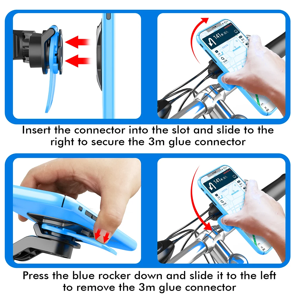 Motorcycle Bike Phone Holder Phone Bracket Vibration Damper Bike Handlebar Navigation Support for 4.7-7.2'' Phone