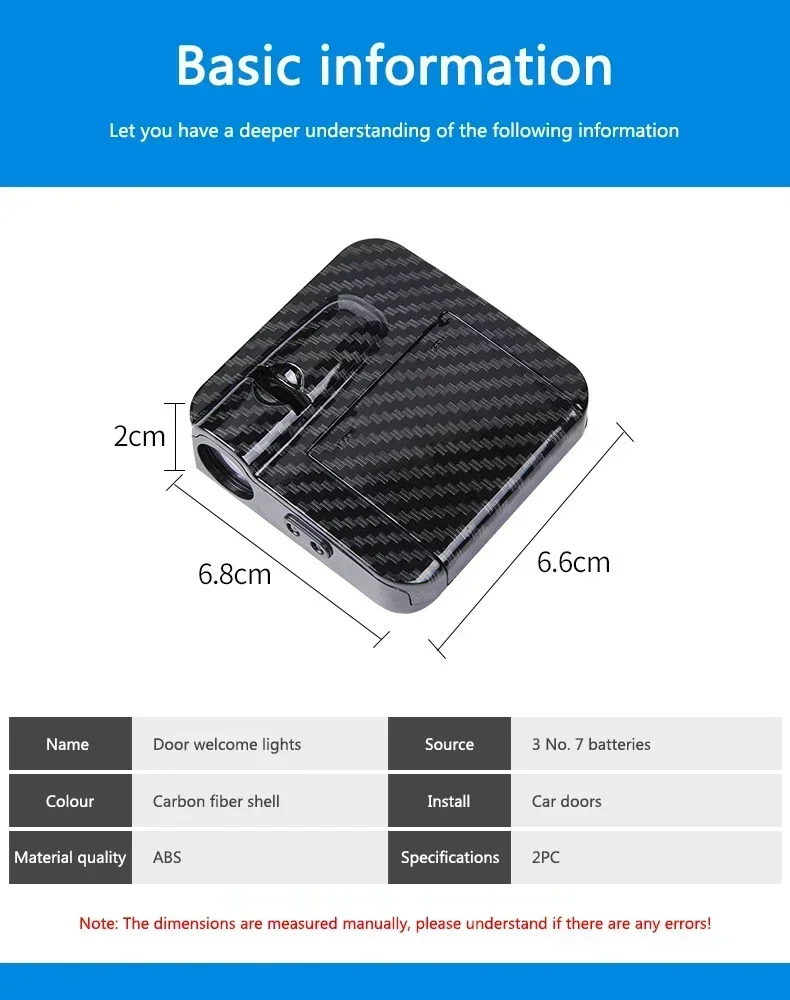 Wireless HD Laser Car Door Projector - 2/4pcs, Auto Accessory, No Wiring Required, Battery-Powered, for Easy Night Entry