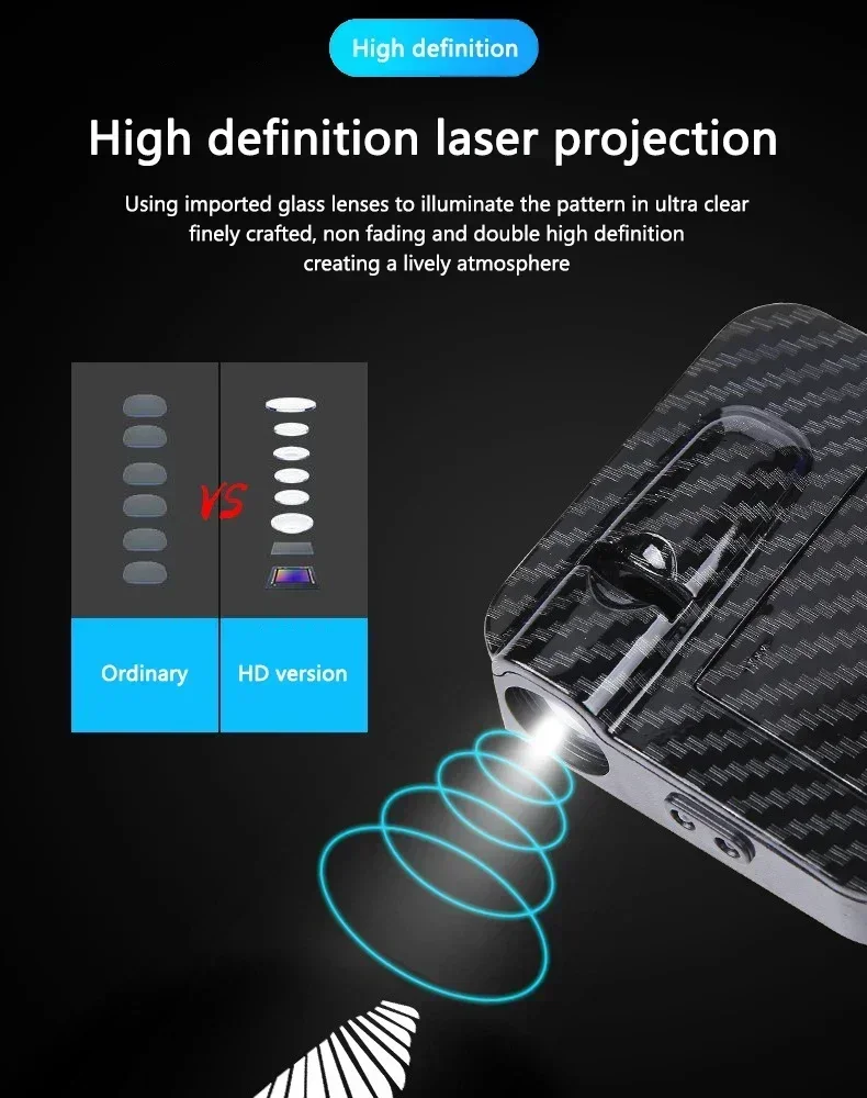 Wireless HD Laser Car Door Projector - 2/4pcs, Auto Accessory, No Wiring Required, Battery-Powered, for Easy Night Entry