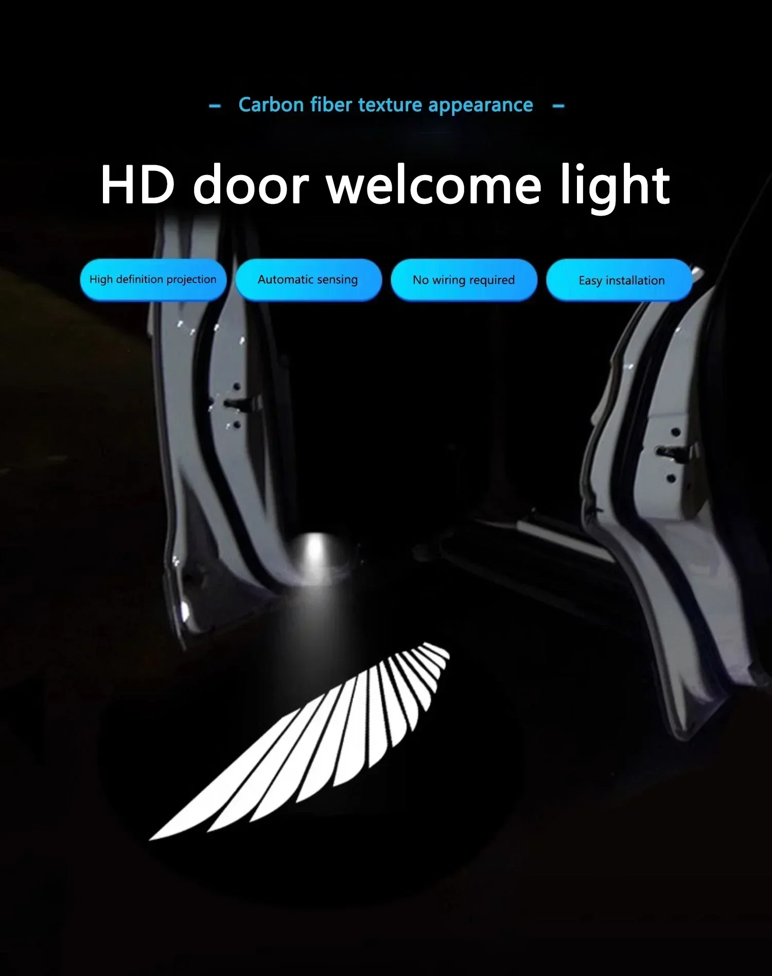 Wireless HD Laser Car Door Projector - 2/4pcs, Auto Accessory, No Wiring Required, Battery-Powered, for Easy Night Entry
