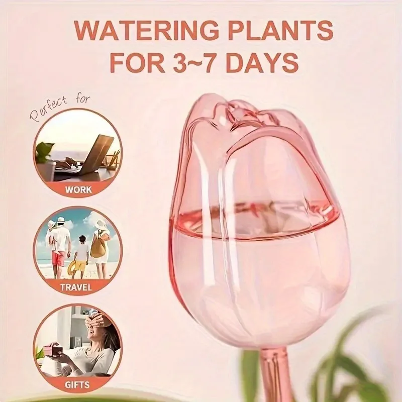 Pink Tulip Plant Watering Balls, Suitable for Indoor and Outdoor Plants, Automatic Plant Drippers, and Automatic Watering