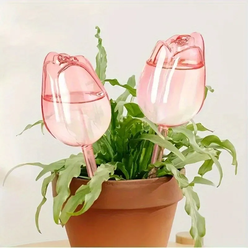 Pink Tulip Plant Watering Balls, Suitable for Indoor and Outdoor Plants, Automatic Plant Drippers, and Automatic Watering