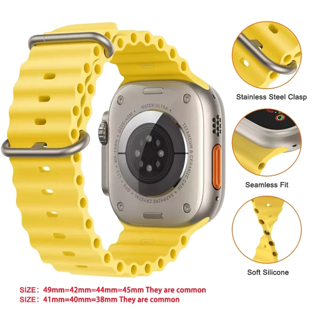 Ocean Strap for Apple Watch Ultra 4 3 2 Band 49mm 44mm 40mm 45mm 42 46mm Silicone Correa Bracelet iWatch Series SE 8 9 10 11 12