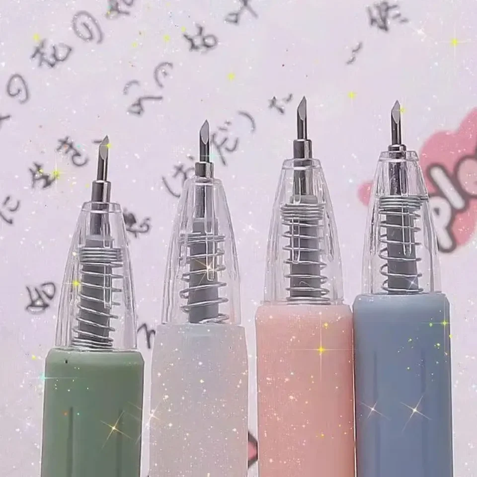 6/1pcs Wrapping Cutting Utility Pen Knife Retractable Press Hand Account Pen Knife Creative Art Paper Cutting Tool for Student
