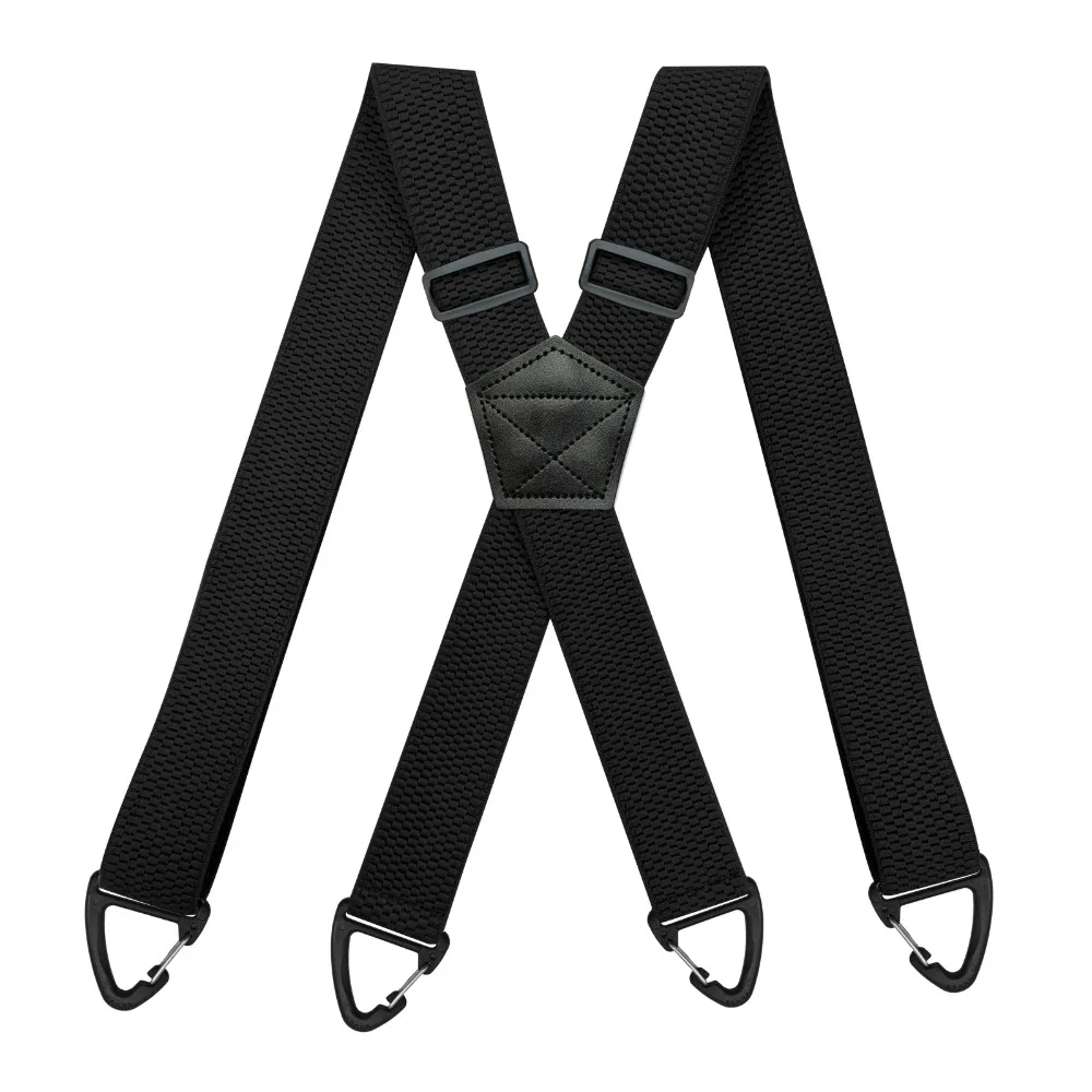 Heavy Duty Suspenders for Men Work Biker Outdoor 3.8cm Wide X-Back with 4 Snap Hook Adjustable Elastic Trouser Braces Strap Belt