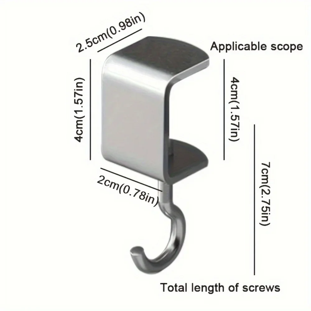 1/2pcs 360° Rotatable Steel Table Hooks - Detachable, Non-Destructive Installation for Office Desks, School Dormitories