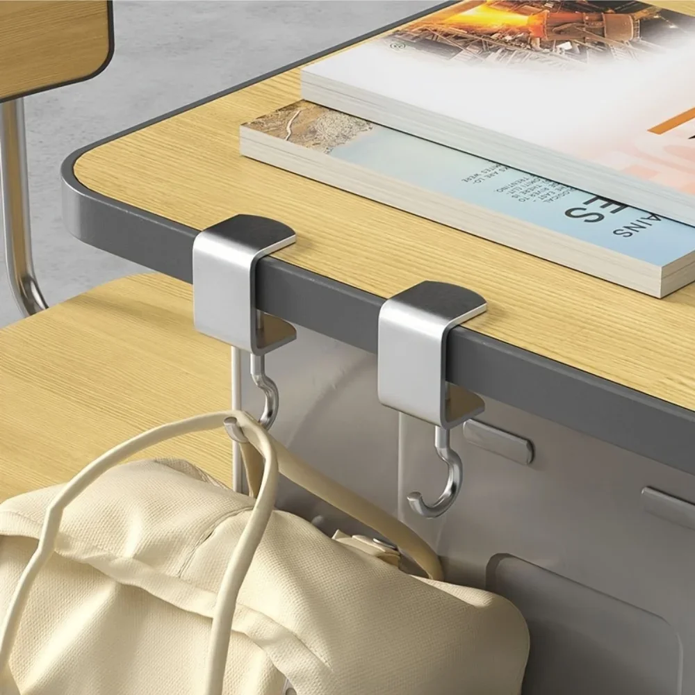 1/2pcs 360° Rotatable Steel Table Hooks - Detachable, Non-Destructive Installation for Office Desks, School Dormitories