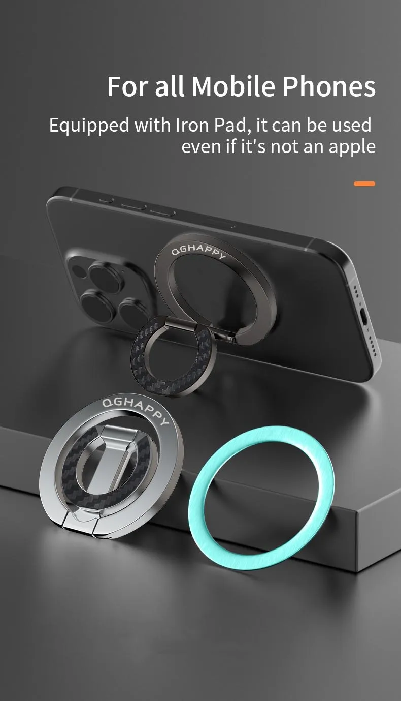For Double-Sided Magnetic Phone Ring Holder for MagSafe Kickstand Magnet Grip for iPhone 16 15 14 For Huawei Xiaomi Stand Holder